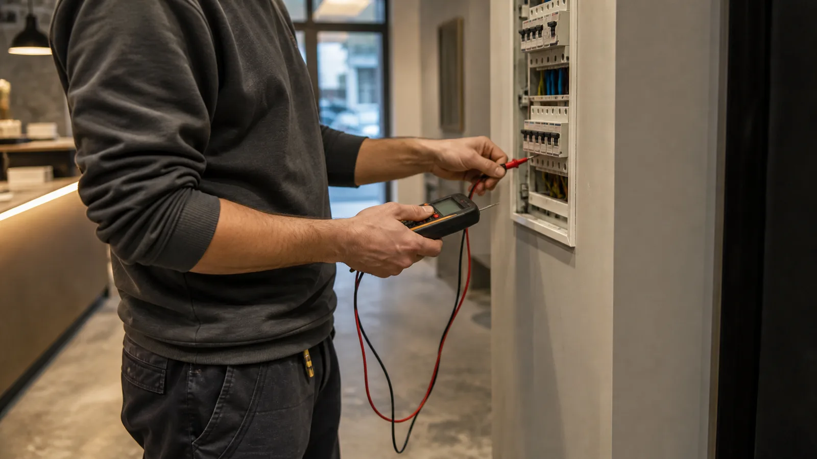 Técnico comprobando una instalación durante una revisión de mantenimiento